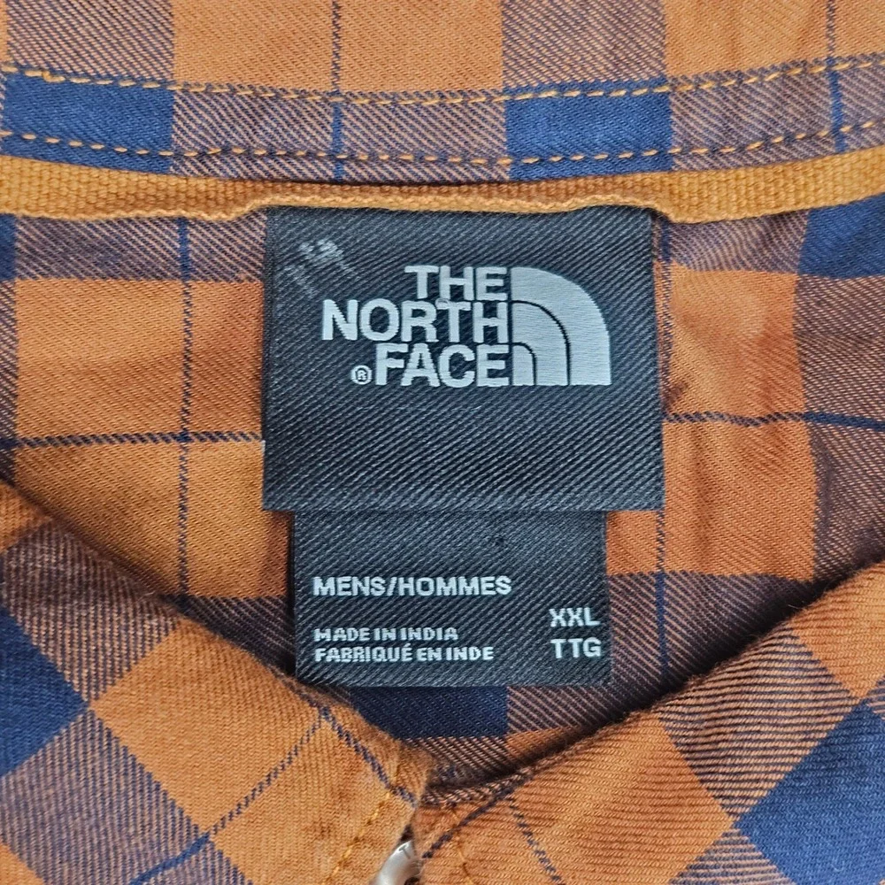 The North Face Button Down Mens XXL Brown Plaid Long Sleeve Outdoor Hiking Shirt
